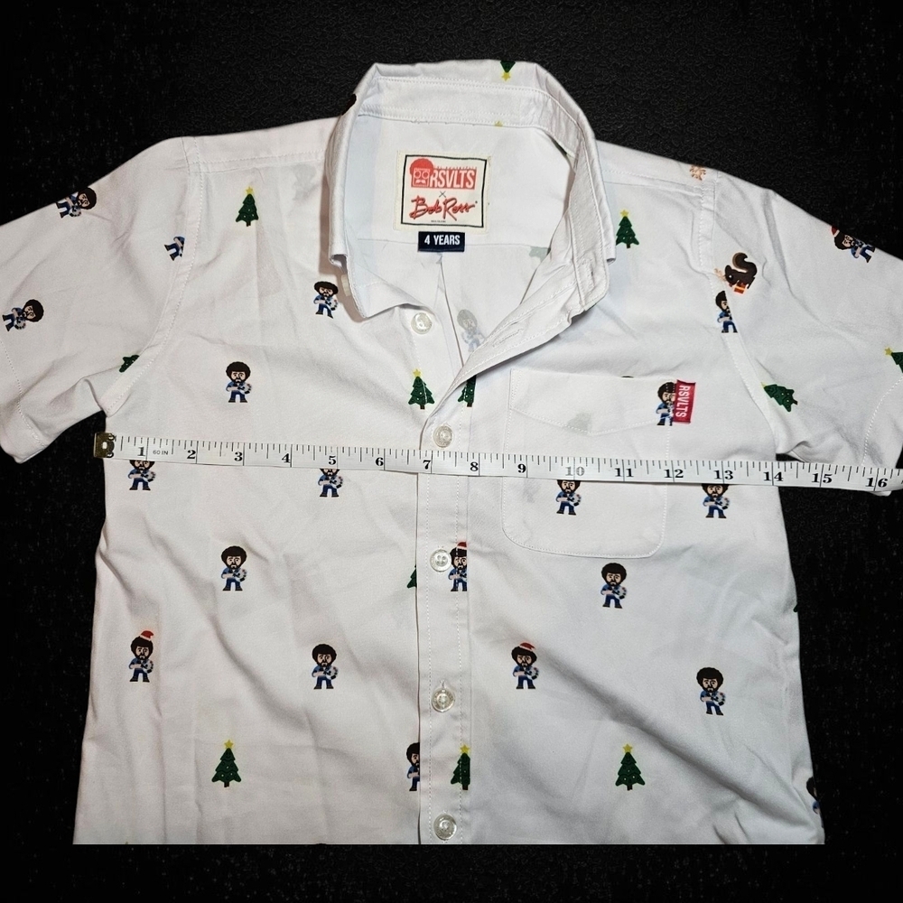 RSVLTS x Bob Ross Kids White Button Down Short Sleeve Shirt - Picture 9 of 9